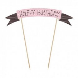 Mini Pancarta para Tarta de cumpleaños Happy Birthday de 19 cm