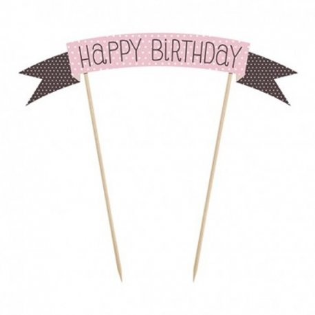Mini Pancarta para Tarta de cumpleaños Happy Birthday de 19 cm
